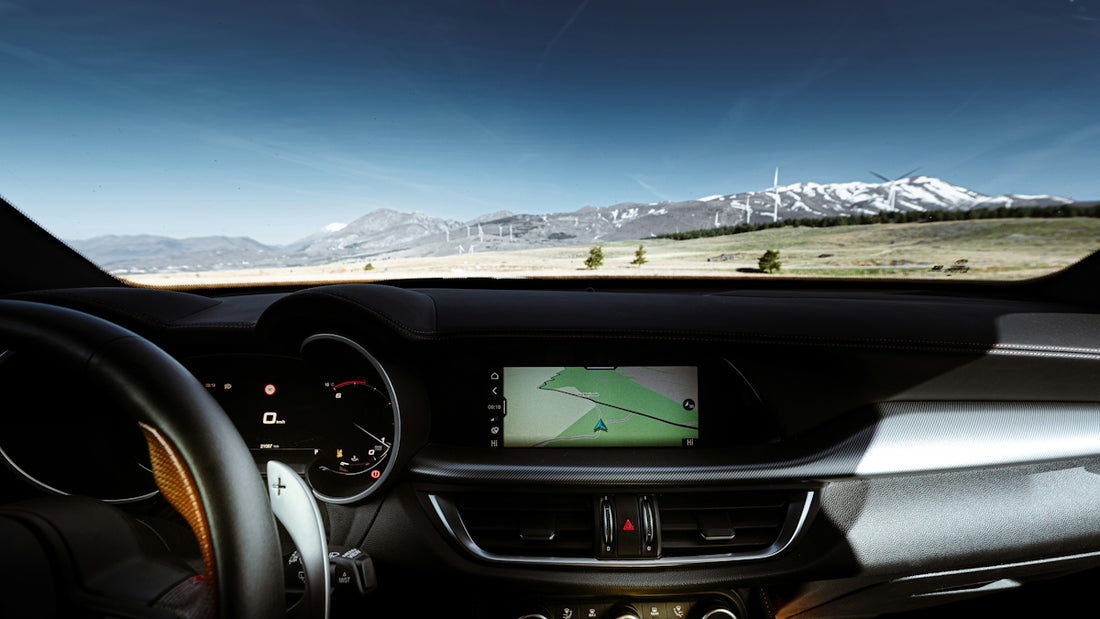 Driving through a scenic mountain landscape