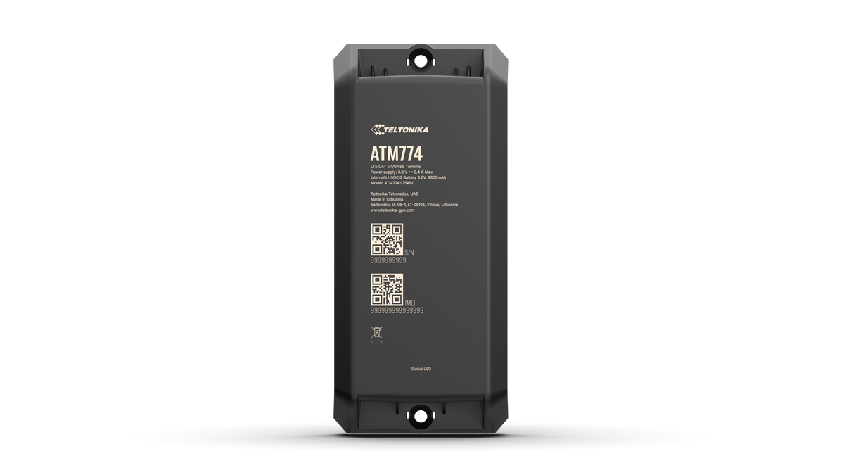 Teltonika ATM774 autonomous asset GPS tracker - side view