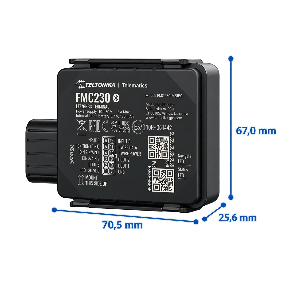 Teltonika FMC230 (LATAM) Rastreador GPS 4G LTE Cat 1 IP67 con conexión por cable