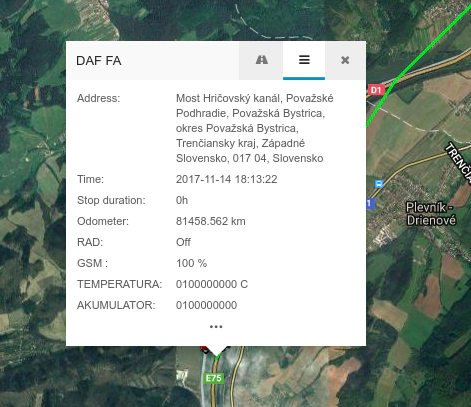 xtrack web tracking application Object Details Panel